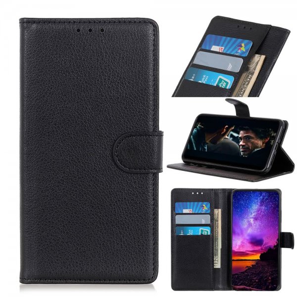 Samsung Galaxy S20 FE Læder Flip Cover Litchi Sort