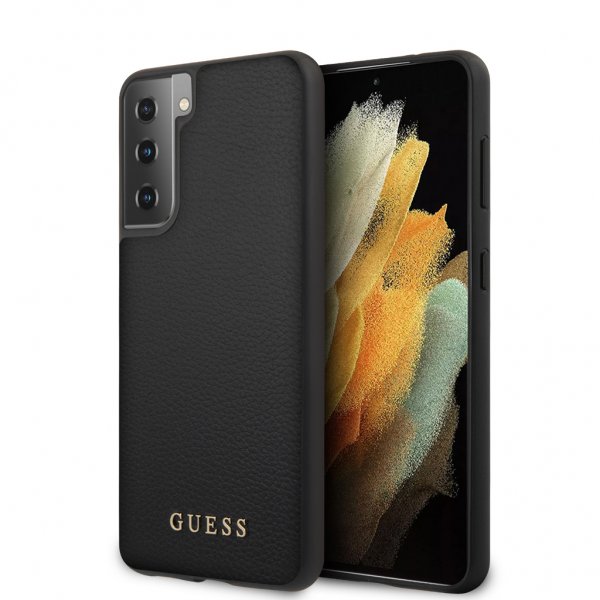 Guess Samsung Galaxy S21 Plus Cover Lædertekstur Sort