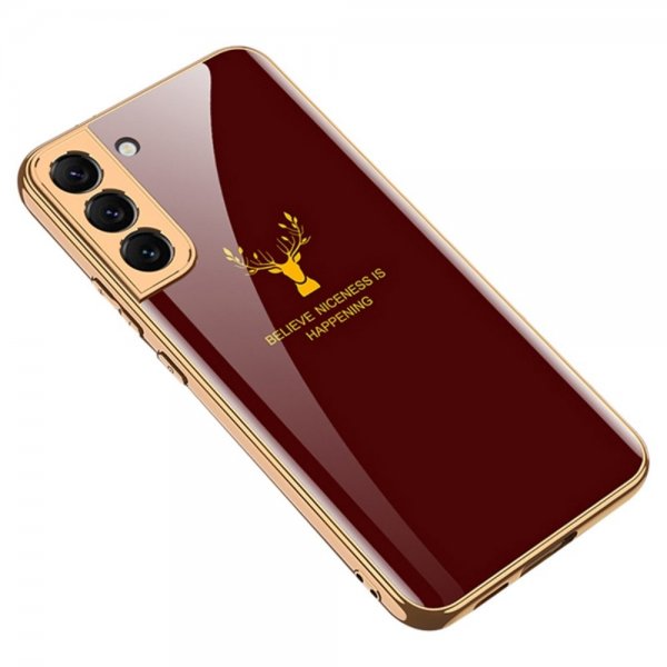 GKK Samsung Galaxy S22 Plus Cover Hjortemotiv Vinrød