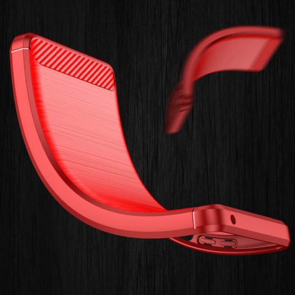 Samsung Galaxy S22 Ultra Cover Børstet Kulfibertekstur Rød