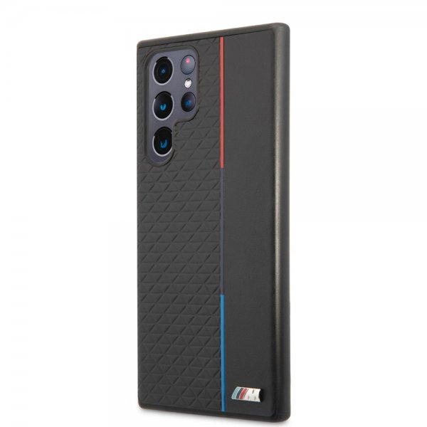 BMW Samsung Galaxy S22 Ultra Cover trekantmønster & trefarvet stribe sort