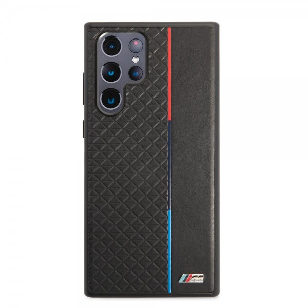 BMW Samsung Galaxy S22 Ultra Cover trekantmønster & trefarvet stribe sort