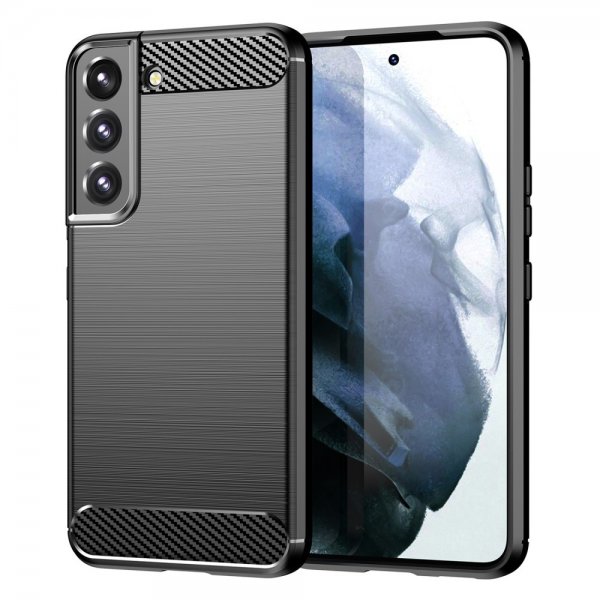Samsung Galaxy S23 Plus Cover Børstet Kulfibertekstur Sort