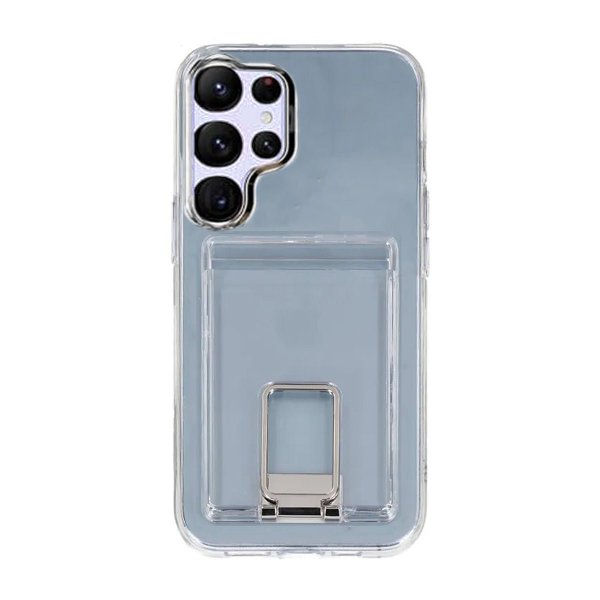 Rvelon Samsung Galaxy S23 Ultra Cover med Stand Kortlomme Transparent