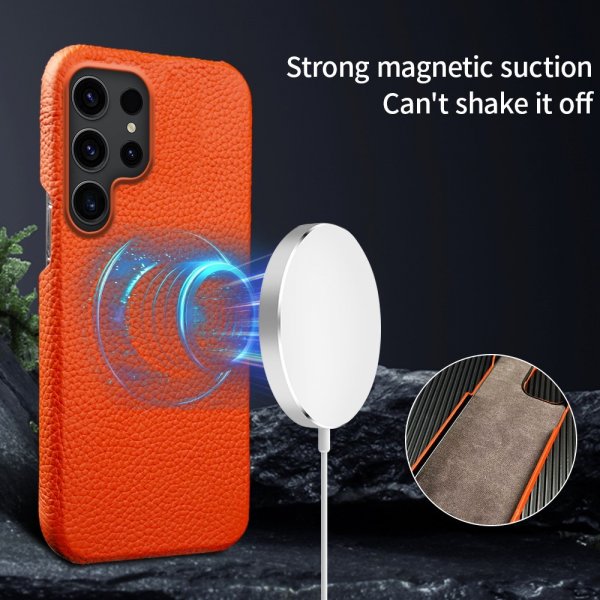 Samsung Galaxy S23 Ultra Cover Ægte Læder MagSafe Brun