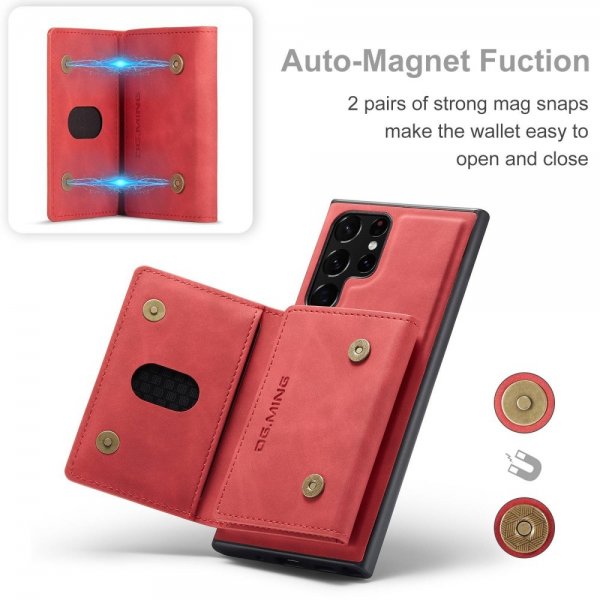 Dg.Ming Samsung Galaxy S23 Ultra Cover M2 Series Aftagelig Kortholder Rød