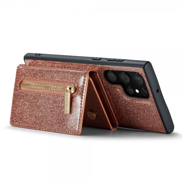 Dg.Ming Samsung Galaxy S23 Ultra Cover M3 Series Aftagelig Kortholder Glitter Rosaguld