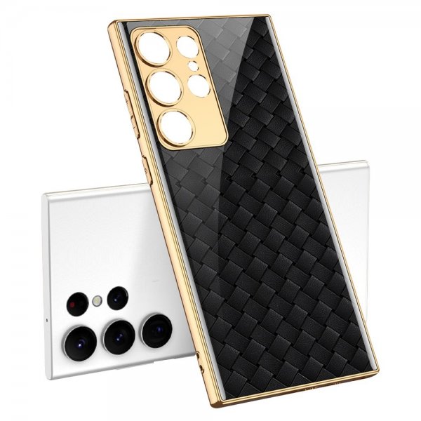 GKK Samsung Galaxy S23 Ultra Cover Motiv Sort Vævemønster