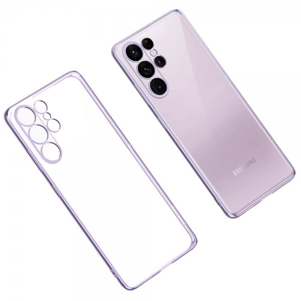 Sulada Samsung Galaxy S23 Ultra Cover Forgyldt Kant Lilla