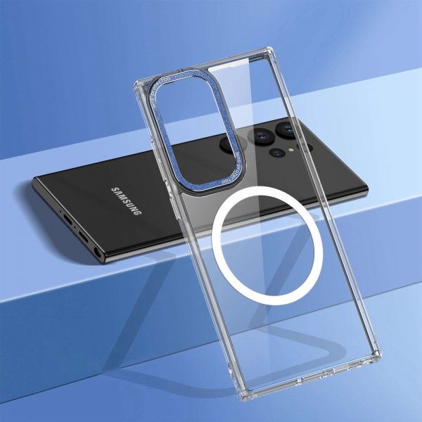 Samsung Galaxy S23 Ultra Cover Transparent MagSafe Blå