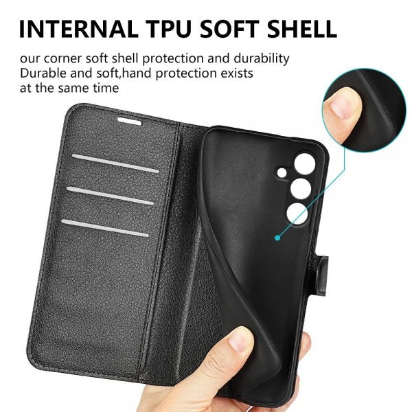Samsung Galaxy S24 FE Etui Litchi Sort