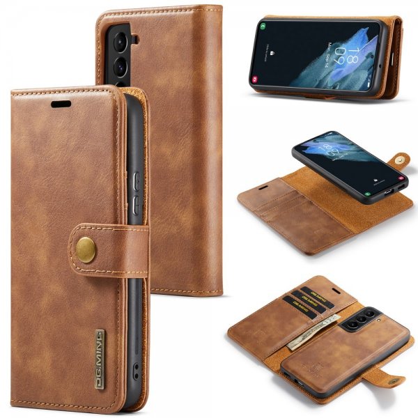 Dg.Ming Samsung Galaxy S24 Etui med Aftageligt Cover Brun