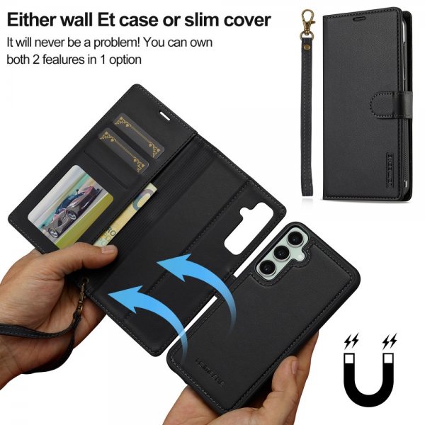 Lc.Imeeke Samsung Galaxy S24 Etui med Aftageligt Cover L2 Series MagSafe Sort