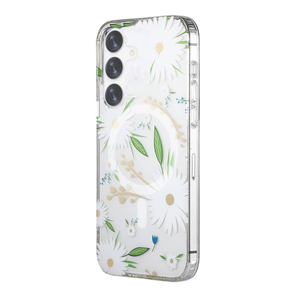 Samsung Galaxy S24 Plus Cover Blomstermønster MagSafe Hvid