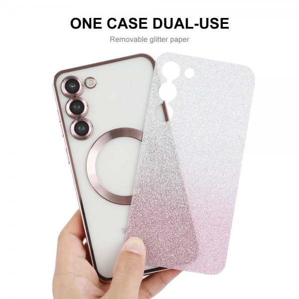 Enkay Samsung Galaxy S24 Plus Cover Plated Edge Glitter MagSafe Blå