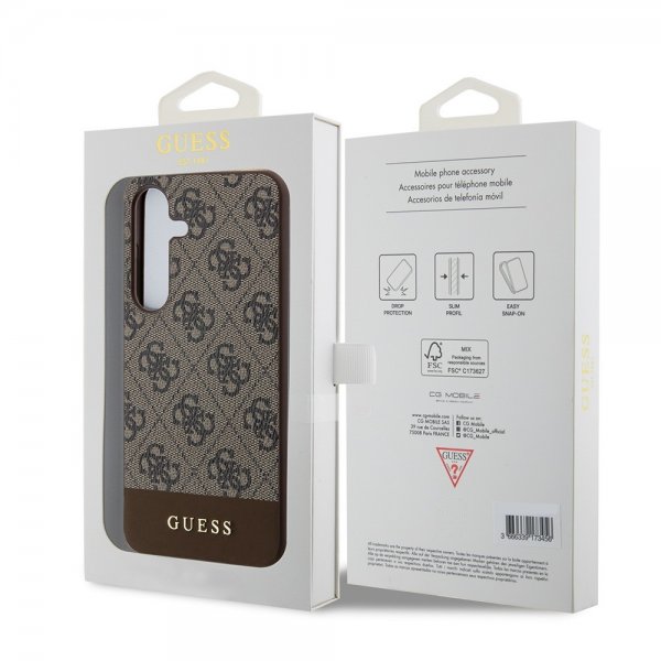 Guess Samsung Galaxy S24 Cover Bottom Stripe Metal Logo Brun