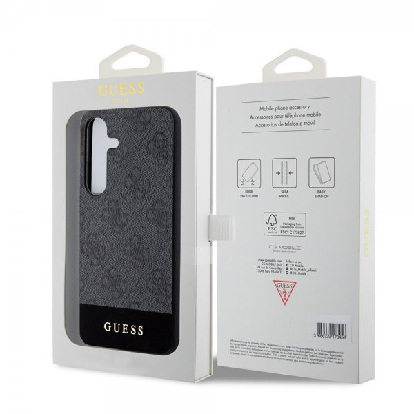 Guess Samsung Galaxy S24 Skal Bottom Stripe Metal Logo Sort