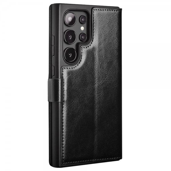 Qialino Samsung Galaxy S24 Ultra Etui Ægte læder Kortlomme Sort