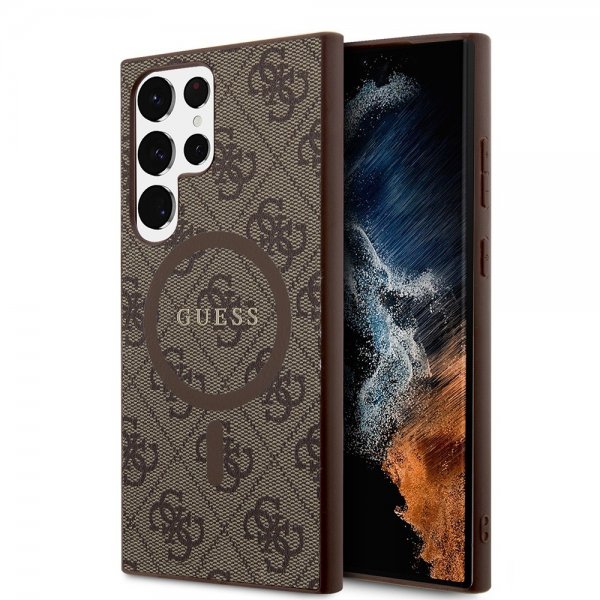 Guess Samsung Galaxy S24 Ultra Cover 4G Pattern MagSafe Brun