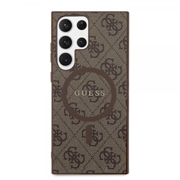 Guess Samsung Galaxy S24 Ultra Cover 4G Pattern MagSafe Brun