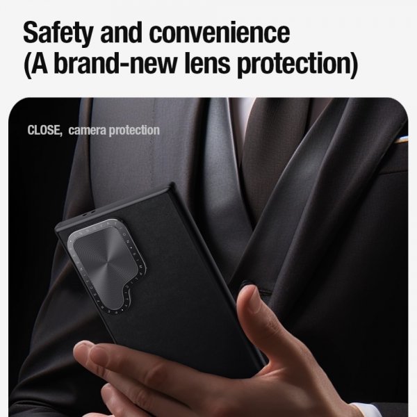 Nillkin Samsung Galaxy S24 Ultra Cover CamShield Prop Leather Blå