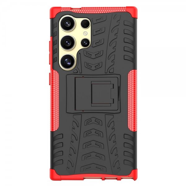 Samsung Galaxy S24 Ultra Cover Dækmønster Stativfunktion Rød