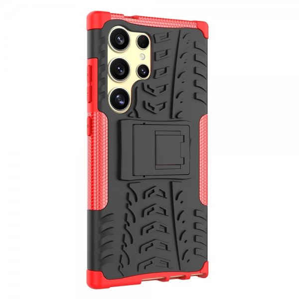 Samsung Galaxy S24 Ultra Cover Dækmønster Stativfunktion Rød