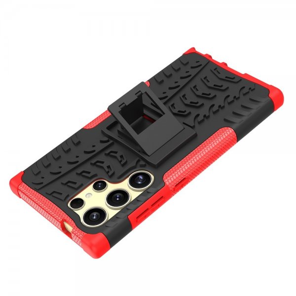 Samsung Galaxy S24 Ultra Cover Dækmønster Stativfunktion Rød