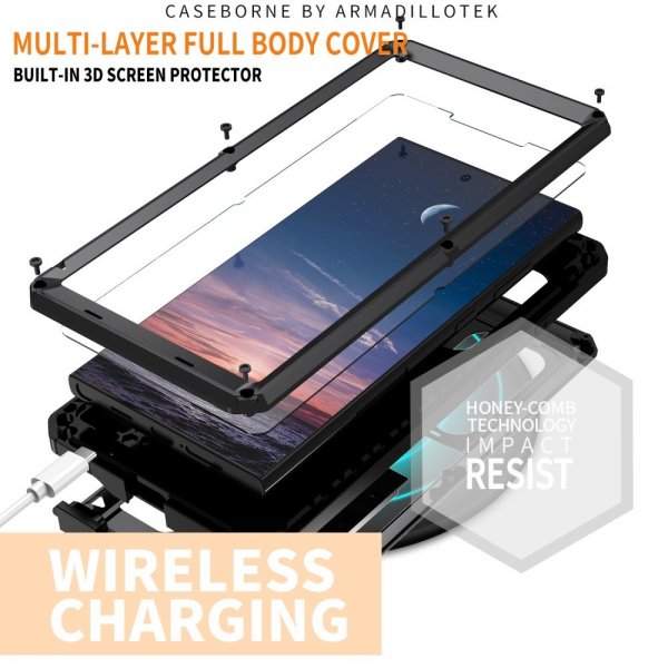 R-JUST Samsung Galaxy S24 Ultra Cover Metal Stødsikker Kamerabeskyttelse Sort