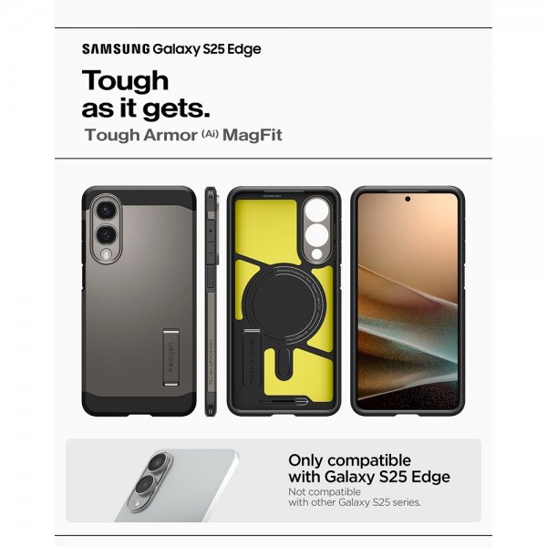 Spigen Samsung Galaxy S25 Edge Cover Tough Armor MagFit Gunmetal