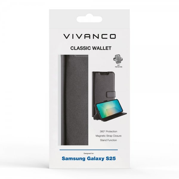 Vivanco Samsung Galaxy S25 Etui Classic Wallet Sort