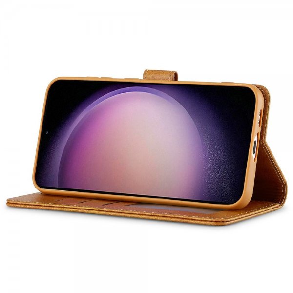 Lc.Imeeke Samsung Galaxy S25 Etui med Kortlomme Standfunktion Lysebrun