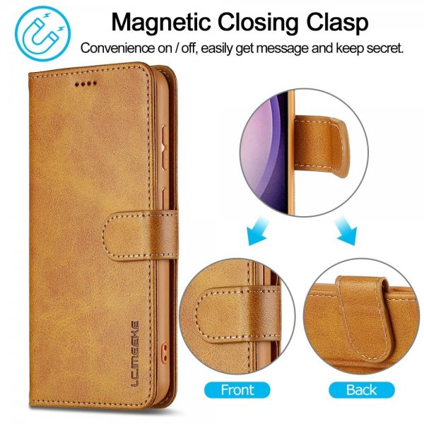 Lc.Imeeke Samsung Galaxy S25 Etui med Kortlomme Standfunktion Lysebrun