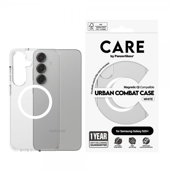 CARE by PanzerGlass Samsung Galaxy S25 Plus Cover Urban Combat MagSafe Hvid