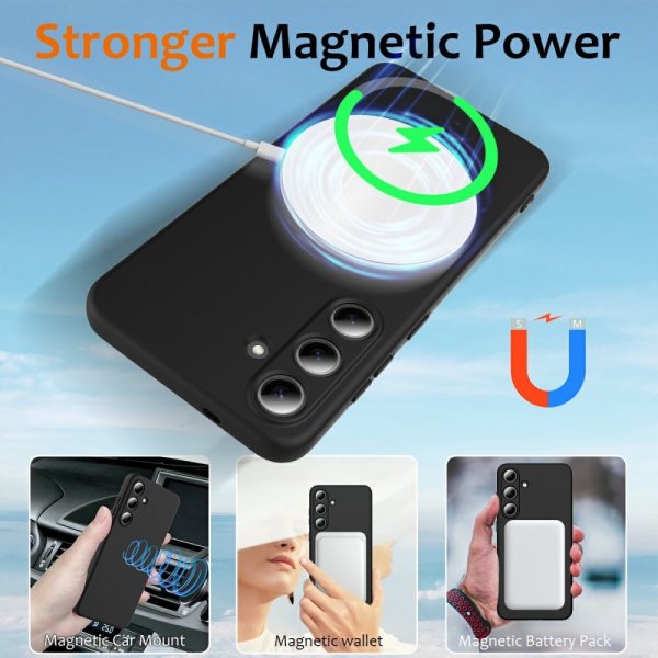 Samsung Galaxy S25 Cover med Strap Silikone MagSafe Sort
