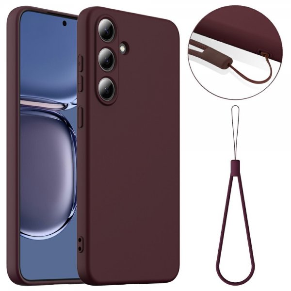 Samsung Galaxy S25 Cover med Strap Silikone MagSafe Vinrød