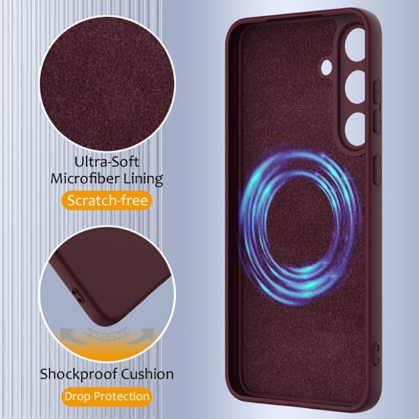 Samsung Galaxy S25 Cover med Strap Silikone MagSafe Vinrød