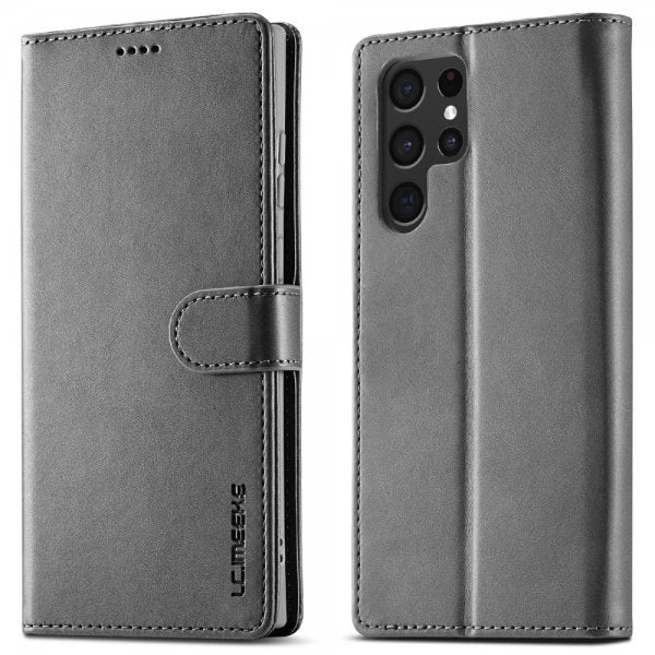 Lc.Imeeke Samsung Galaxy S25 Ultra Cover med Kortlomme Standerfunktion Grå
