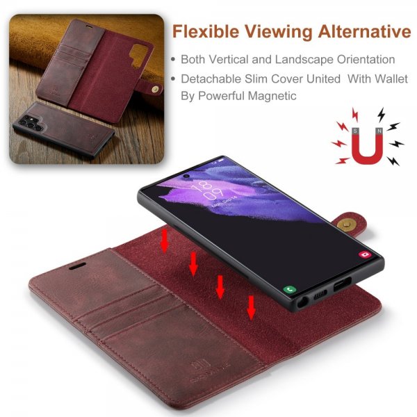 Dg.Ming Samsung Galaxy S25 Ultra Cover med Aftageligt Cover Rød