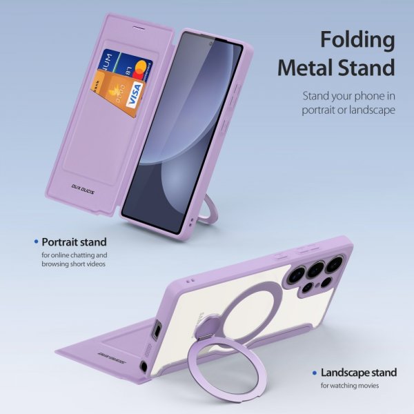 Dux Ducis Samsung Galaxy S25 Ultra Cover Skin X Pro Series Kickstand MagSafe Lilla