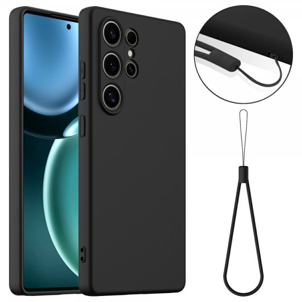 Samsung Galaxy S25 Ultra Cover med Rem Silikone MagSafe Sort