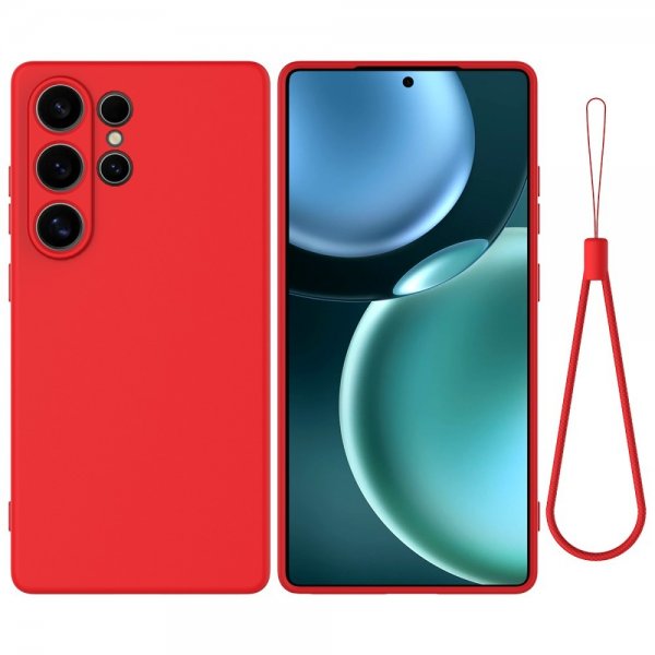 Samsung Galaxy S25 Ultra Cover med Rem Silikone Rød