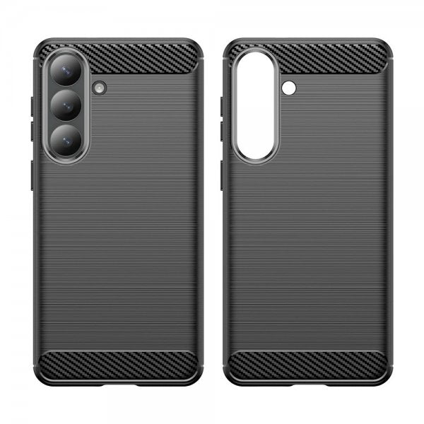Samsung Galaxy S26 Plus Cover Børstet Kulfibertekstur Sort