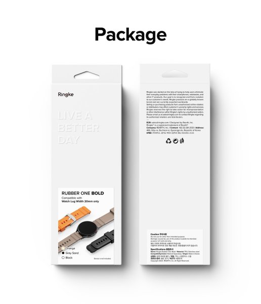 Ringke Samsung Galaxy Watch 20mm Rem Gummi One Bold Rem Gråt Sand