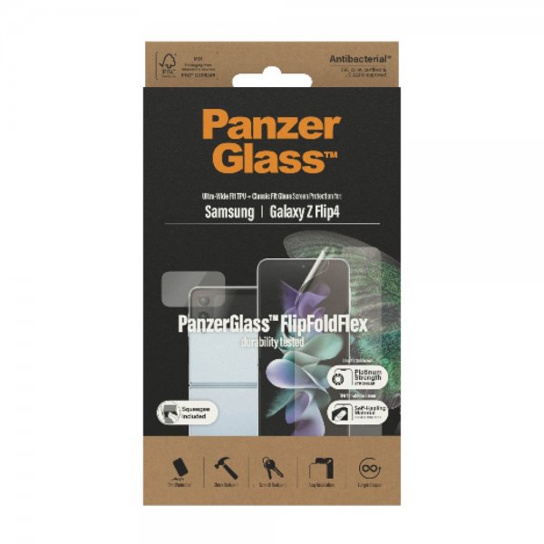 PanzerGlass Samsung Galaxy Z Flip 4 Skærmbeskyttelse FlipFoldFlex Ultra-Wide Fit TPU/Classic Fit Glass