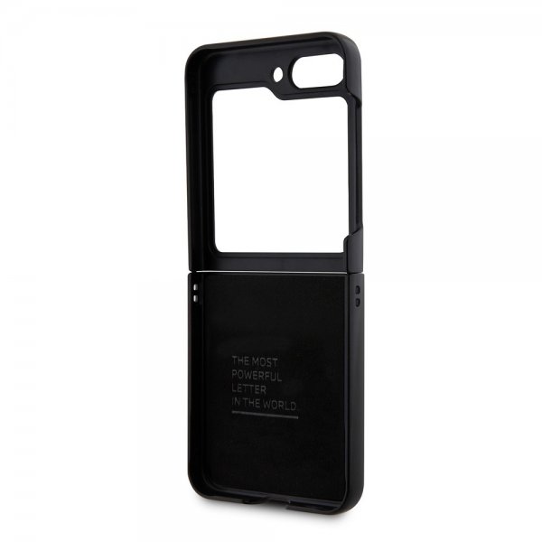 BMW Samsung Galaxy Z Flip 5 Cover Carbon Effect Metal Logo Sort