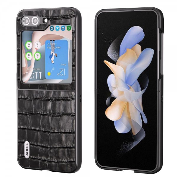 ABEEL Samsung Galaxy Z Flip 5 Cover Krokodilletekstur Sort