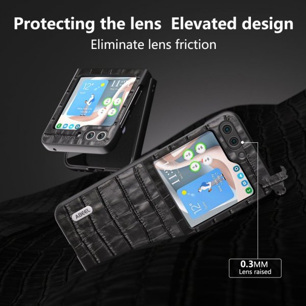 ABEEL Samsung Galaxy Z Flip 5 Cover Krokodilletekstur Sort