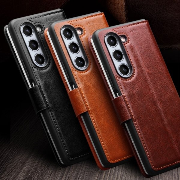 Qialino Samsung Galaxy Z Fold 5 Cover Ægte Læder Brun