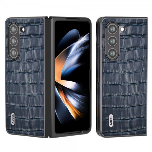 ABEEL Samsung Galaxy Z Fold 5 Cover Krokodilletekstur Blå